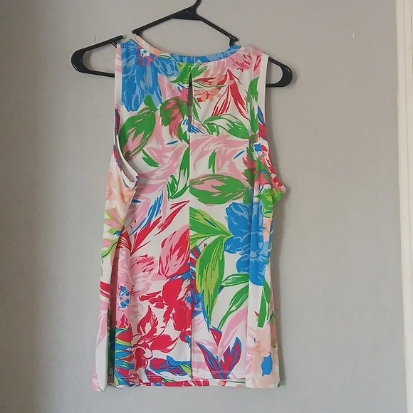 Chaus Women's Tropical Floral Tank Top - Pink, Green, Blue - Picture 3 of 7